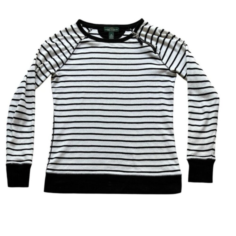 Ralph Lauren LRL Black & White Striped Cotton Women's Top Size XS
